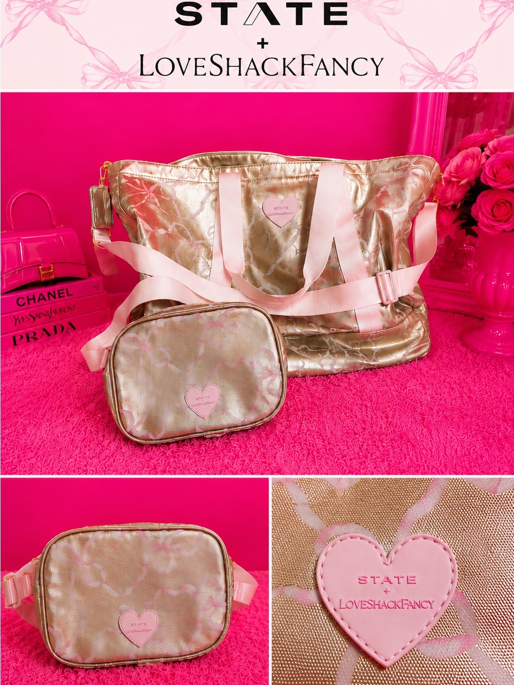 STATE x LoveShackFancy Gold Bennet Large Fanny Pack - Fresh Powder RARE COLLAB!